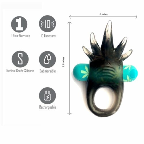 Ziggy Pot Leaf Vibrating Erection Enhancer Ring Specs