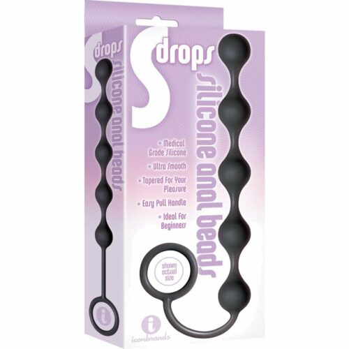 Icon Brands S Drops Silicone Anal Beads - Black Box