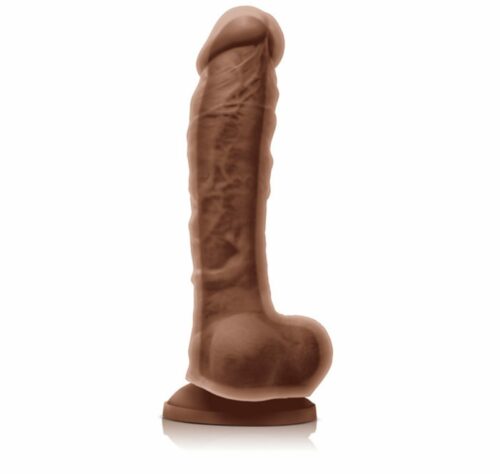 Lifelike Dual Density 8 Inches Silicone Dildo Brown