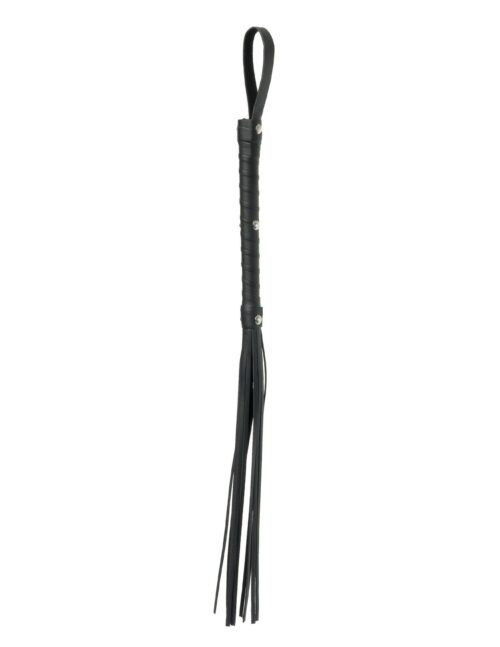 Cat O Nine Tail Black Whip Deluxe - BDSM Toy Whip Side