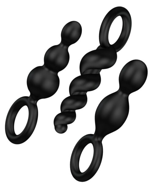 Pack of 3 Silicone Booty Call Anal Plugs Black