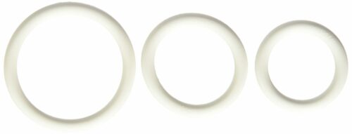 Rubber Cock Ring 3 Piece Set - Black or White White