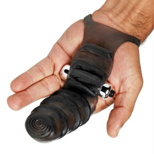 Vibrating G-Spot Waterproof Finger Glove Black