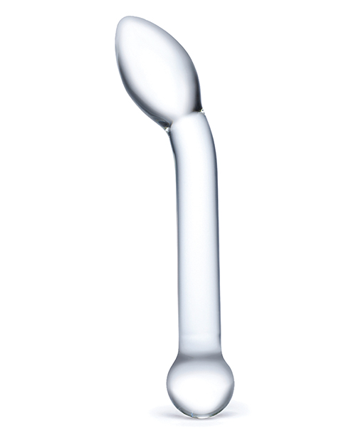 8 inches Slimline G-Spot Glass Dildo from Glas. Treat yourself to an effortless G-Spot orgasm with this expertly crafted beauty. Featuring an ideal length and perfectly bulbous tip, the 8 inches Slimline G-Spot Glass Dildo is a must have for fans of G-Spot play. Handmade. Hand blown for your pleasure. Handcrafted. Includes a luxury satin storage bag. 19 new package.