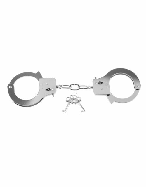 PipeDream Silver Metal Adjustable Handcuffs Front