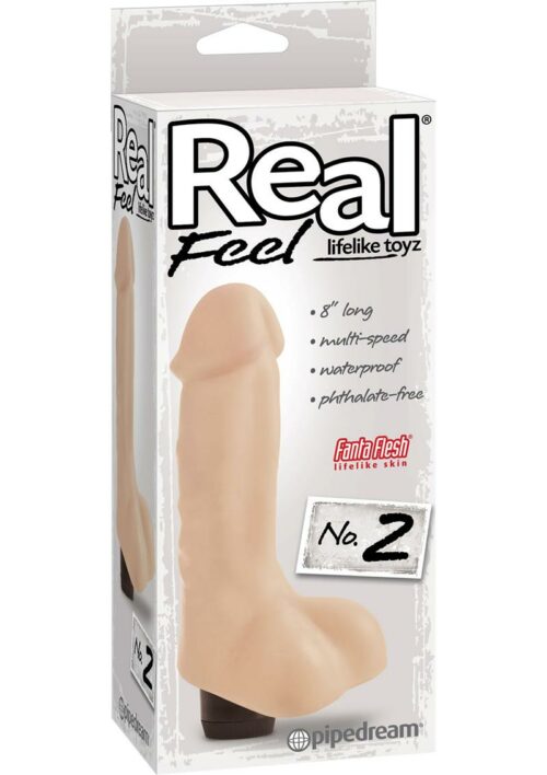 Real Feel 7.5″ Realistic Flesh Vibrating Dildo Vanilla Box