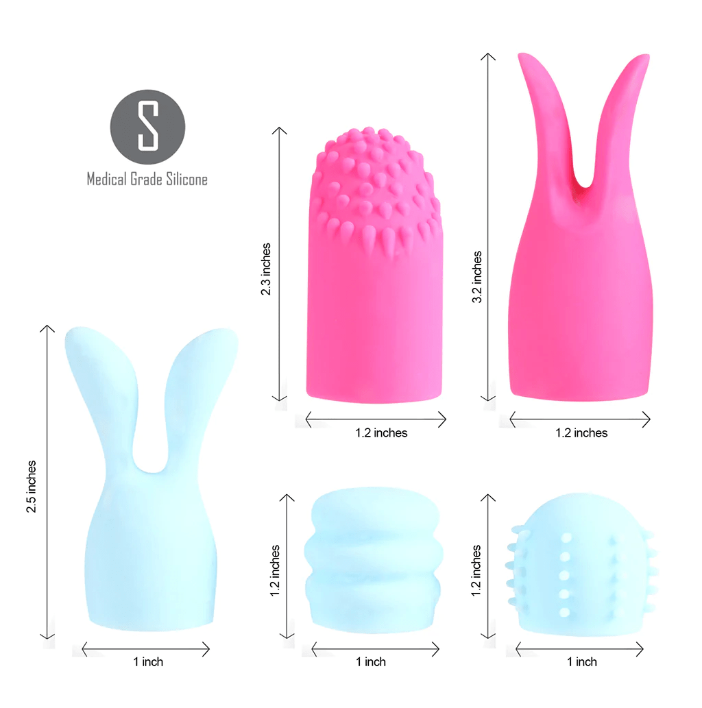 Quinn 5 Piece Silicone Attachments for Bullets Size