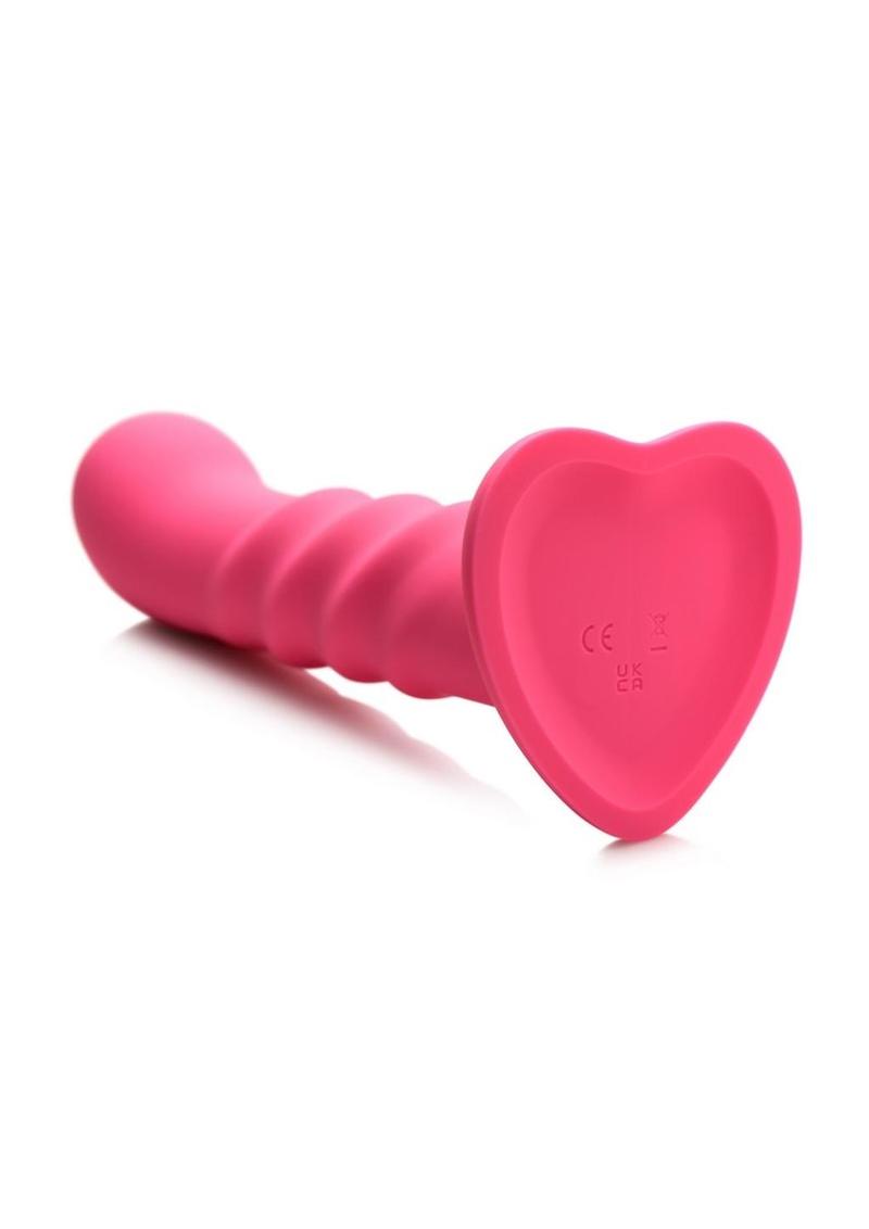 Simply Sweet 21X Vibrating Ribbed Rechargeable Silicone Dildo with Remote - Pink