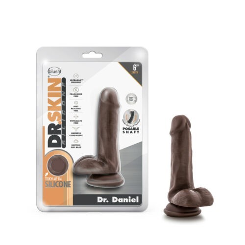 Dr. Skin Silicone Dr. Daniel 6 inches Dildo Chocolate from Blush Novelties. The doctor will see you now! Dr. Daniel is meticulously crafted to look incredibly realistic. Built with a powerful suction cup, you can stick this Dr. Skin dildo to any smooth clean surface for solo play, or strap it into your harness for partnered fun. Dr. Daniel has a posable shaft that contours and molds to your body, enhancing pleasure. Ultrasilk smooth and made of Puria Platinum Cured Silicone, Dr. Daniel is body safe, phthalate free, latex free, fragrance free. Easy to clean. Features: realistically shaped. Suction cup base. Harness compatible always use a stretchy cock ring. Metal rings may cut into the skin and damage the dildo. Poseable shaft contours and molds to your body. Enhancing pleasure. Ultrasilk smooth and made of Puria Platinum Cured Silicone. No synthetic fragrance, phthalate or Latex. Dildo measures 6.5 inches in length, 4.75 inches insertable by 1.25 inches in width. Specifications Color Chocolate, Dark Brown. Material body safe, phthalate free Silicone. Phthalate free. Dildo size length 6.5 inches. Insertable length 4.75 inches. Width 1.25 inches. Circumference 4 inches. Warranty none. Blush Novelties - Dr Skin - Dr. Daniel. Categories: Dildos, Dongs, Realistic Small and Medium, Dildos and Dongs Realistic. Restricted, Amazon