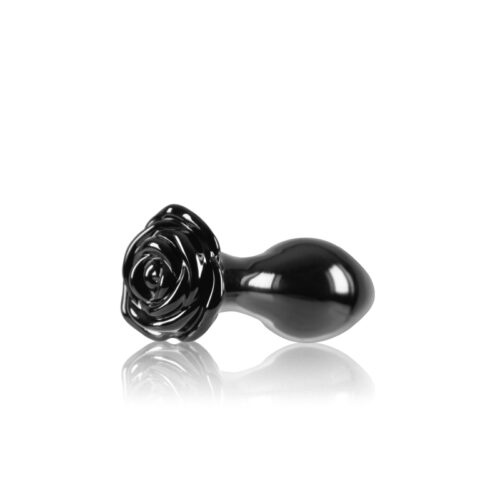 Crystal Premium Glass Rose Probe - Black Crystal Rose Black Glass Anal Plug from NS Novelties. Crystal Glass is 100% hygienically superior borosilicate glass.