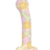 Collage Cupcakes and Unicorns Dildo from Icon Brands. Introducing the most beautiful Silicone known to toys, Collage, with eye popping designs tattooed right onto the Silicone. Soft and silky and just the right size, they are colorful, whimsical, elegant and stunning. Cupcakes and Unicorns is perfect for the younger set, with its scatter print of rainbows, ice cream cones, kitties, and yes, unicorns and rainbows. Each Collage features an ultra grip suction cup for hands free use or fun harness play. Each quickly warms to your touch, are non-porous and easy to clean with gentle soap and warm water. Cupcakes and Unicorns has graceful curves for added sensory pleasure, and a tip that points inward, for G-Spot stimulation. Packaged in eye popping colors, Collage is surely a treat for the senses. All of them! Enjoy Collage with or without lubricant, but always use a water based, alcohol free lubricant. And again use only gentle soap and warm water to clean, for years of sin and whim. Finally, Silicone with character. Collage, only from Icon. Features: 100% Premium Platinum Based Silicone, Phthalate Free Body Safe Tattoos. Color Fast With Warm Water and Soap Cleaning. Completely Unique; Silicone With Character! Specifications: Color Body Safe Printing. Materials: Premium Platinum Silicone. Attributes: Curvy, Silicone Dildo. Powerful suction cup. Harness Compatible. Product size: 3.7 inches in width by 7 inches in height. Package size 4.6 inches in width by 10.25 inches in height by 3.4 inches in depth. Premium Silicone adult toys, with beautiful, body safe coloring. Each piece is hand crafted for your unique pleasure. Eye popping designs tattooed right onto the Silicone. Soft and silky and just the right size, they are colorful, whimsical, elegant and stunning. Each features and ultra grip suction cup which also makes them harness compatible. They quickly warm to your touch, are non-porous and easy to clean. Water based lubricant. Care: gentle soap and water to clean only, never an alcohol based soap. Size 7 inches in total length