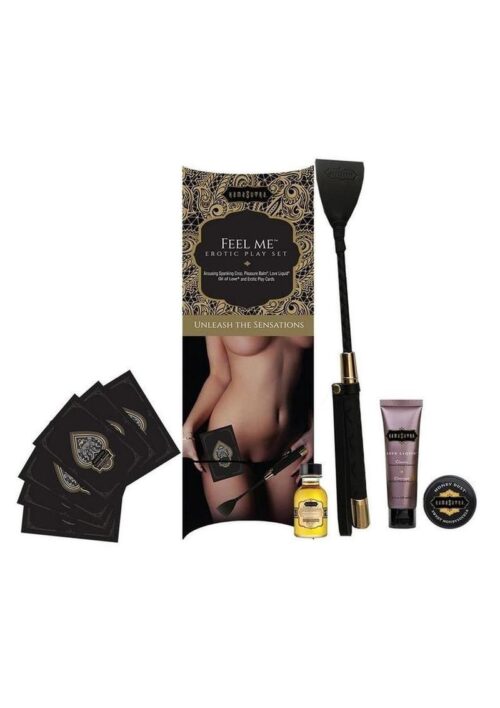 A collectible erotic playset featuring a Kama Sutra branded spanking crop with leather tassel. Includes 3 sensual body products and a set of 12 Kama Sutra Play Cards: 10 Kama Sutra position cards and 2 "Wild Cards" with tips and tricks about how to incorporate the included products into the game. INCLUDES: - SPANKING CROP smooth, leather spanker with leather tassel - 12 KAMA SUTRA PLAY CARDS for hours of erotic entertainment with your lover - OIL OF LOVE Vanilla Creme Warming Foreplay Oil - PLEASURE BALM Spearmint (.11 oz): kissable, cooling body gel - LOVE LIQUID Classic (1.0 oz): personal, water-based lubricant PERFECT FOR: - Those who have always wanted to try something a bit more adventurous in the bedroom but weren't sure where to start - Lovers who would like to experiment bondage play - Couples who would like to learn how to master different sex positions - Collect all four limited-edition play-sets!