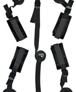 Sex & Mischief Bed Bondage Restraint Kit from Sportsheets contains four cuffs and four tethers, four 60 inches adjustable straps with cuffs and one 60 inches connector strap. Happy Anniversary. It was our anniversary, and while we enjoyed traditional celebrations, we also shared a common love of the less conventional, more stimulating ways of commemorating certain occasions. Since I was the one who thought of it, he was the one who would be bound on our special night. We went to our favorite restaurant, and when we got home, I strapped him in and started kissing and caressing his body until the doorbell rang. I told him I would just be a minute. It was my sister. She popped in to surprise us with a bottle of Champagne. I coyly told her my other half had been suddenly bedridden, but we should not waste the bubbly. Needless to say by the time my sister left, he was more anxious than ever to culminate our romantic evening. Features: make any bed your bondage playground with this easy to install kit. A bedroom bondage kit with cuffs.No bed posts required! Four soft cuffs are attached to 60 inches adjustable straps. Also includes a 60 inches adjustable connector strap for a secure fit. Portable and perfect for travel. Materials Polypropylene webbing, Polyester Velboa fabric, ABS plastic, Velcro. Includes: four 60 inches adjustable straps with cuffs, one 60 inches connector strap. Sportsheets redefines S&M. Slide the straps under the mattress for an instant bondage bedroom. Position under the mattress. Position the straps around the head and foot of the matress. Sets up in minutes. Fits any size mattress. Categories: BDSM for Beginners, Beginner Restraints, Best Sellers, Bondage, Bondage Kits, Bondage Kits, Disability, Restraints, Sex & Mischief, S&M, Sexual Positioning, Sexual-Positioning Disability, Under $50. Limited Lifetime Warranty, Sportsheets will replace any defective product. If the product is not available, Sportsheets will replace it with a similar product of similar function. Video. 2022.