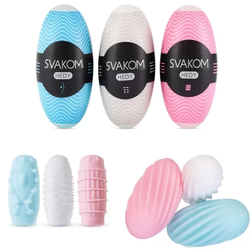 Sexual wellness is a necessity. That is the core value that pushes SVAKOM forward. SVAKOM was created as a means of offering high-quality products to the world with an emphasis on innovative technology and affordability. Alone or together, SVAKOM believes everyone deserves access to luxury products with a focus on pleasure. Because of this belief, SVAKOM has maintained an active stance in supporting communities and the planet through the sponsorship of various non-profit organizations. MIXED STROKING SLEEVE SET Hedy X series is a collection of 5 sleeves, each carefully designed with a unique interior for a supreme experience. The ultra-soft material mixed with a firm structure fits all sizes and meets all the desires. An extended life-span of 10 uses per sleeve make them the most durable in their category. Unwrap, lube it up and indulge in!