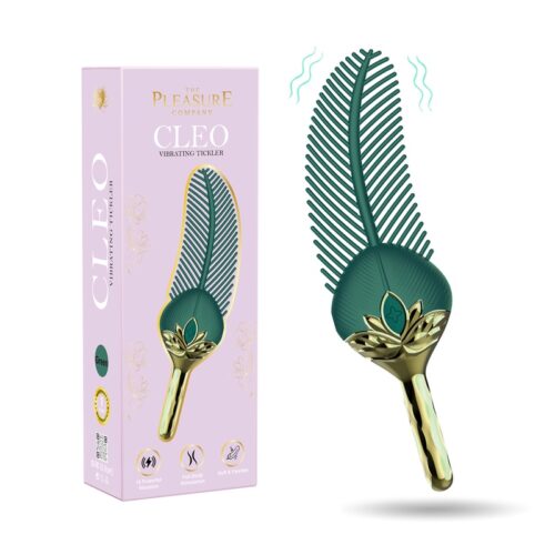 vibrating feather tickler green gold flexible
